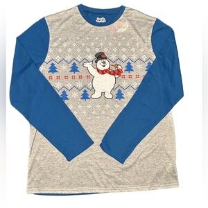 Frosty the Snowman blue raglan sleeve oversized comfy cozy sleep shirt NWT L